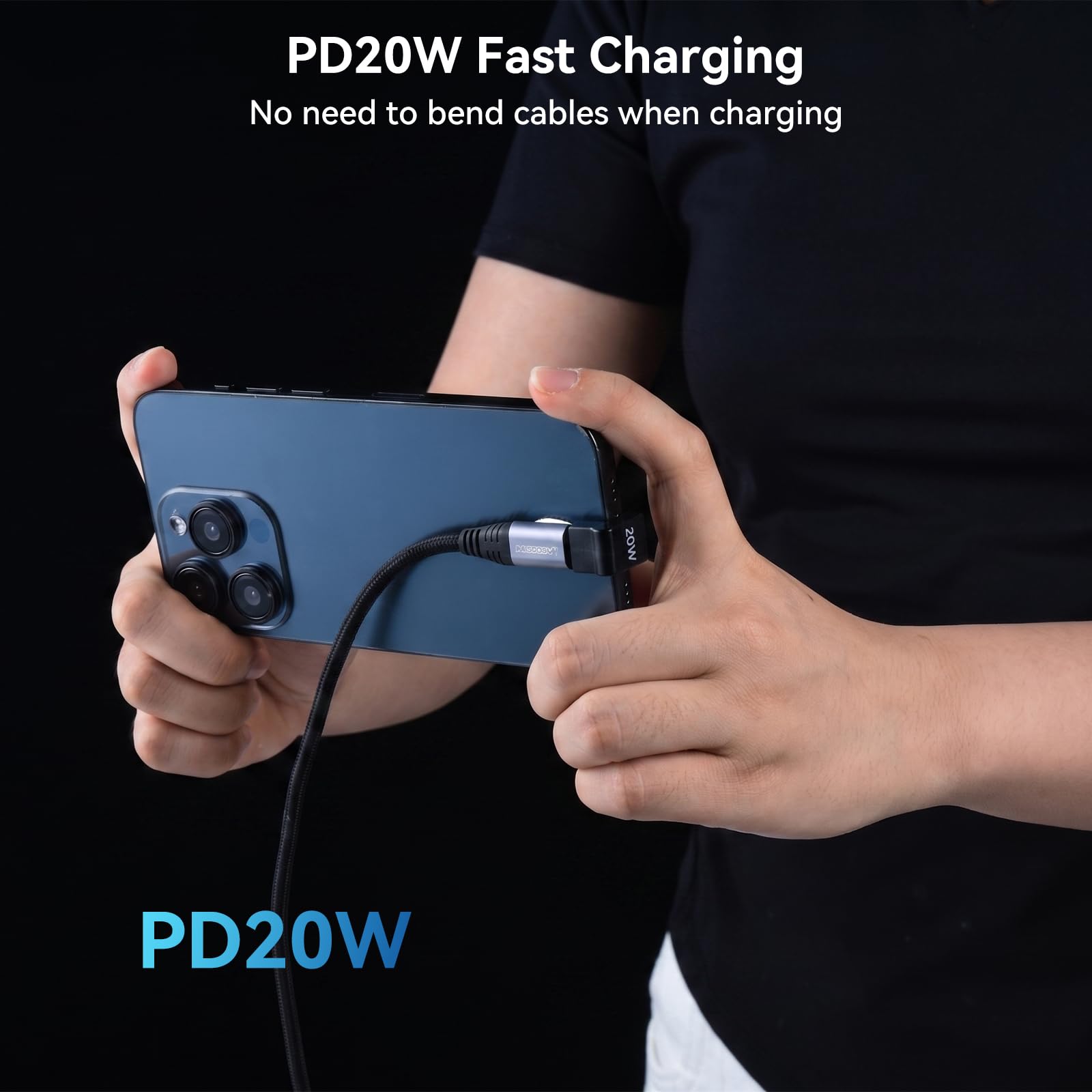 aceyoon 2 sztuki USB C na Lighting wtyczka kątowa, 9 V 2,2 A 180 stopni USB-C kątowy adapter z szybkim ładowaniem 20 W, wtyczka Lighting na gniazdo typu C, przedłużacz w kształcie litery U, adapter