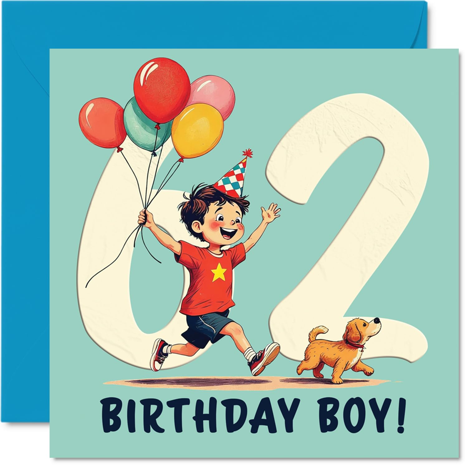 62nd Birthday Cards for Men, Balloon Boy