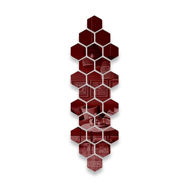 Buy Spectro 24 Hexagonal Hexagon Mirror Wall Stickers, Mirror Stickers