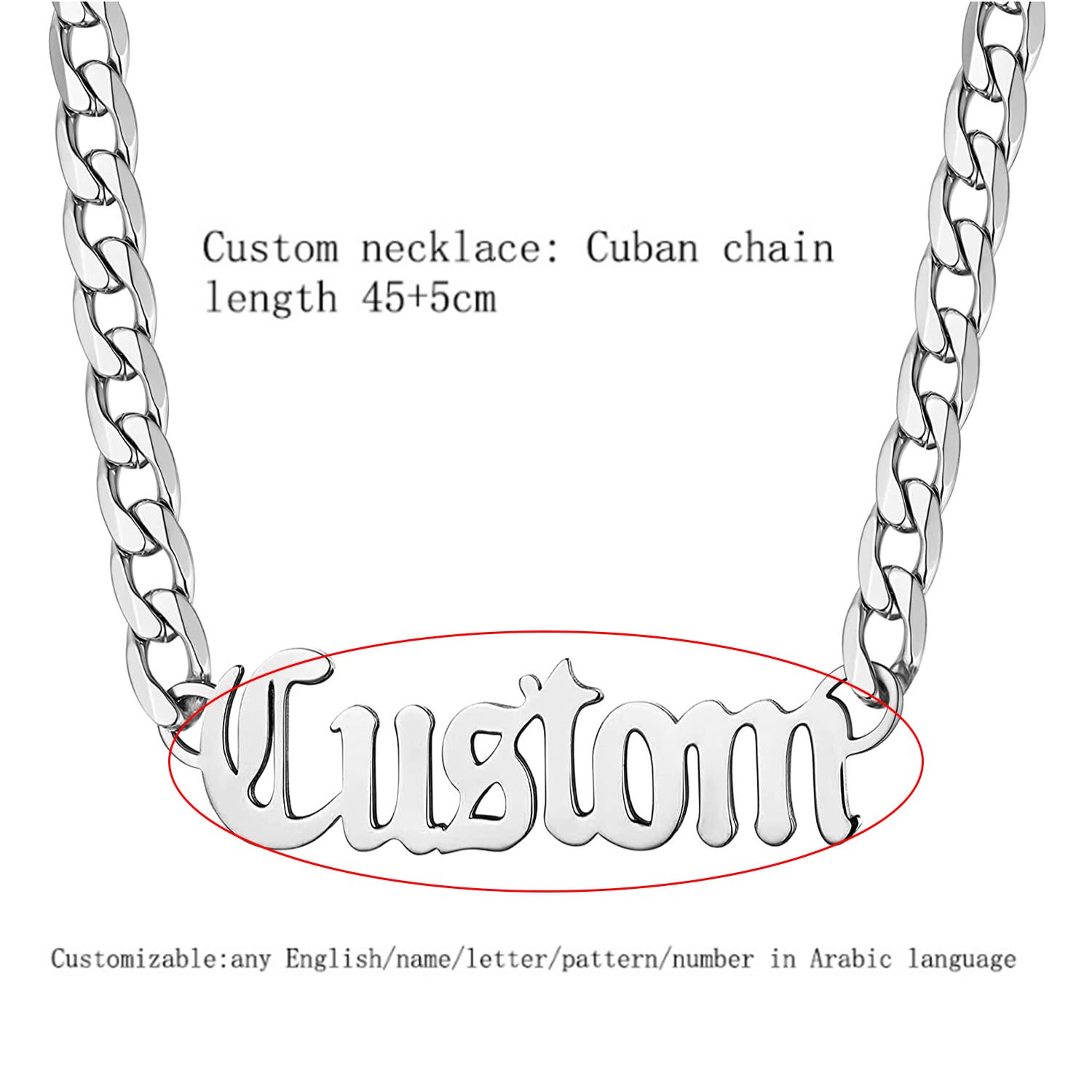 Collar Personalizado Cadena Cubana Acero Inoxidable Nombre Grabado Regalo