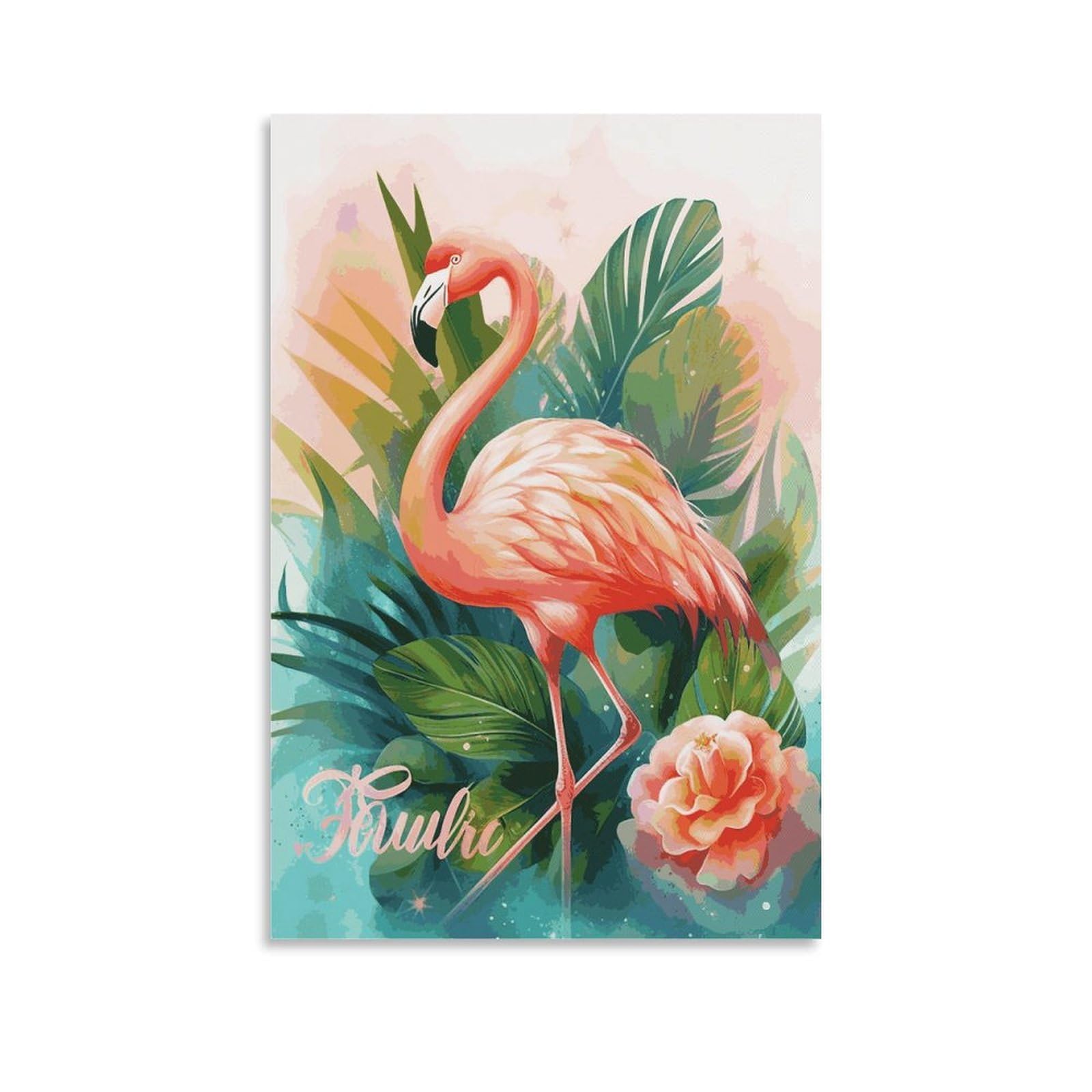 LDGSUPH Tropical Flamingo Canvas Wall Art Prints Hangable Decor Painting for Wall Prints Painting Artwork Modern Decorative Artwork Ready to Hang Wall Pictures for Home Decor 20x30inch(50x75cm)