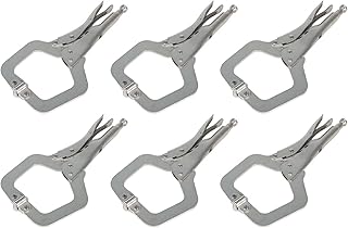 kimllier 6Pcs C-Clamp 11 Inch Heavy-Duty Locking Pliers Swivel Pads Alloy Steel Heavy Duty C-Type Locking Plier Table and Tool Vise Grip