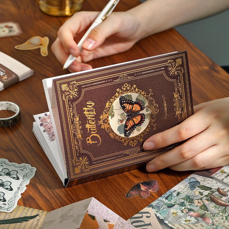 Alideco Scrapbook Stickers Vintage Gorgeous Butterfly Creations Gift Box Scrapbooking Junk Journal Crafts Embelishment Decoration Stickers (ziranqingyu)
