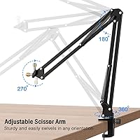 Vista 2 de FIFINE - Soporte de brazo para micrófono, soporte de micrófono de tijera con abrazadera resistente, adaptador de 3/8 a 5/8 pulgadas, para voz