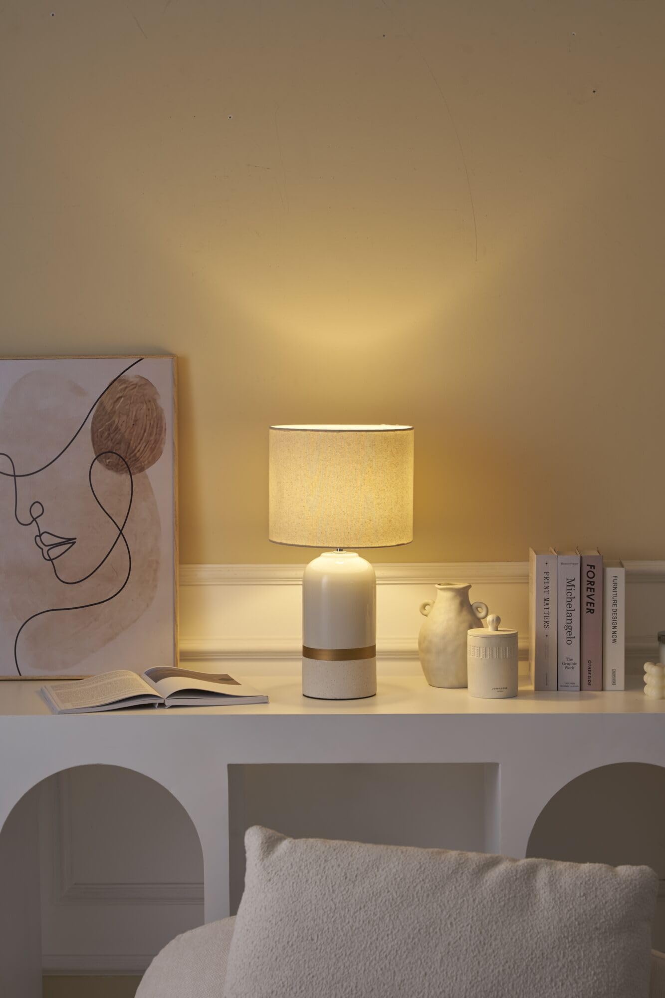 Pauleen Paulmann 48318 Tischleuchte Glowing Soul E14 max. 20W Creme Stoff, Keramik Nachttischleuchte