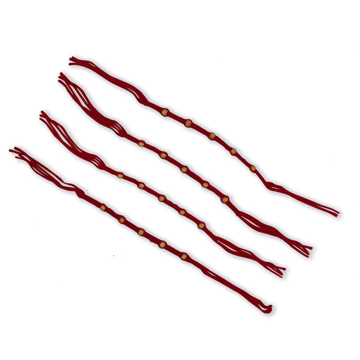 Prapti Handicrafts Mens Handmade Gunthan Red Mauli Rakhi For Brother/Sisters(Pack Of 4)