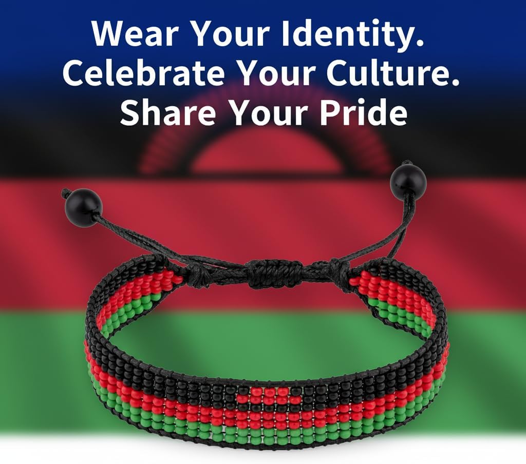 Malawi Flag Bracelet, Adjustable, Boho Style Rope Bracelet for Women, Men, Thread String - Image 6