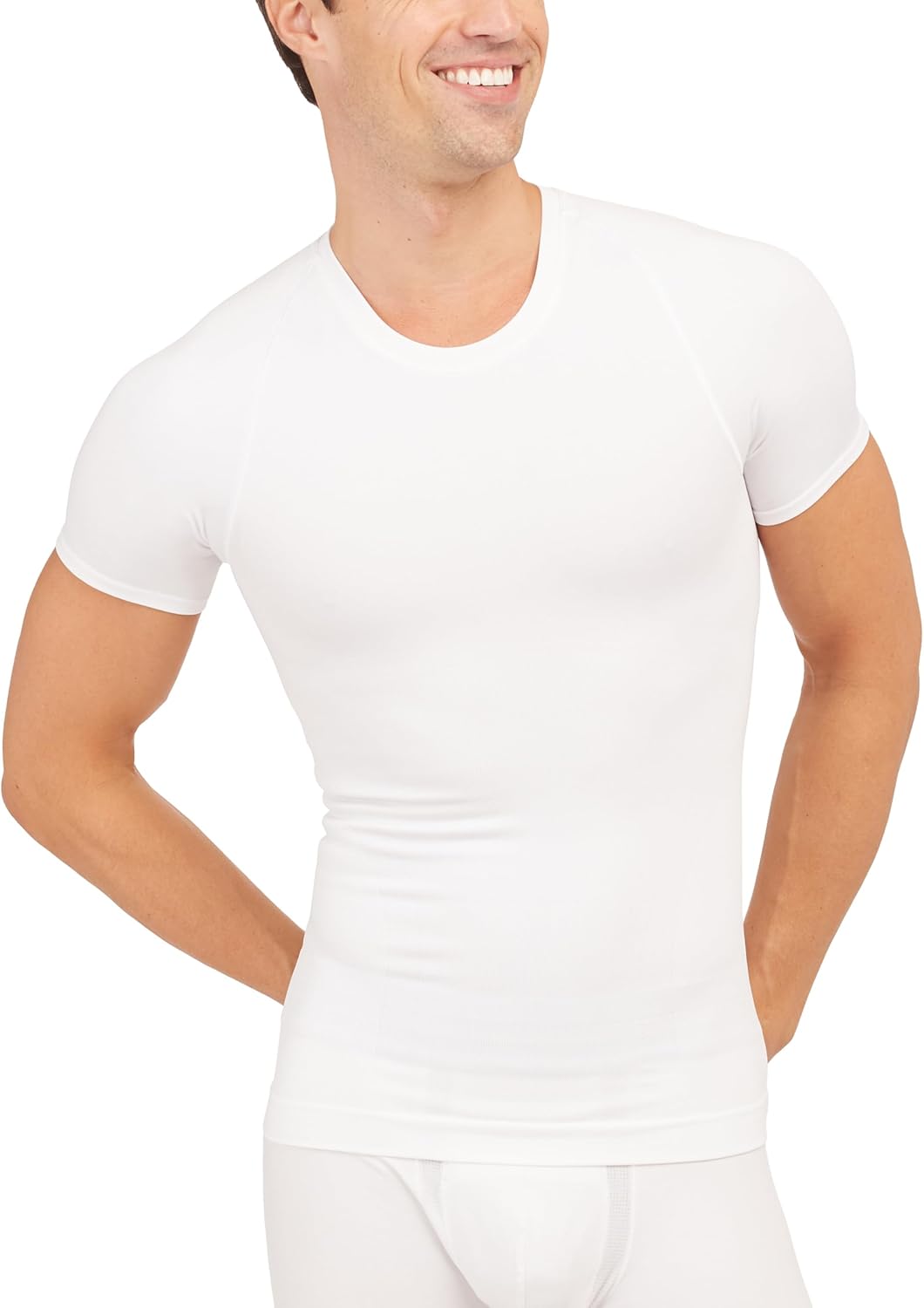 SPANX Men’s Ultra Sculpt Seamless Crew Neck - Men’s Compression T-Shirt - Flattering Support - Breathable & Sweat Wicking