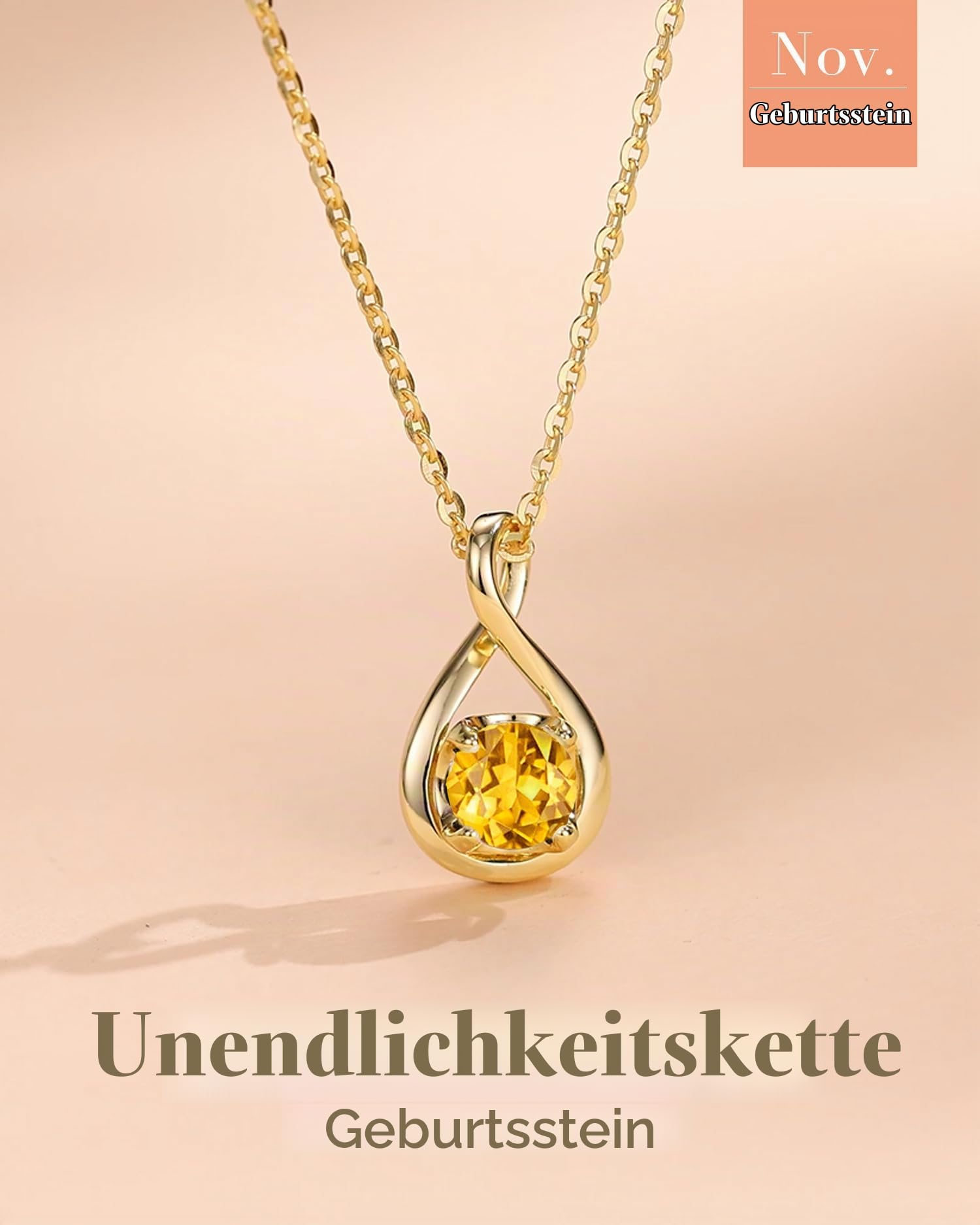 FANCIME Infinity Geburtsstein Halskette für Damen 925 Sterling Silber Kette