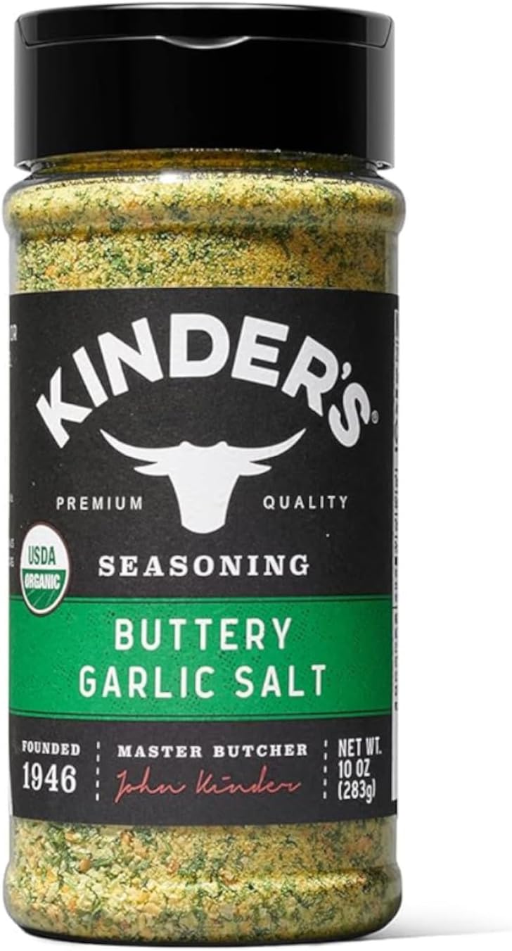 Kinder's Organic Buttery Garlic Salt, Premium Quality Seasoning, MSG Free and USDA Certified Organic, 2.75 oz