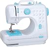 Mini Sewing Machine for Beginner 12 Stitches Household Double Thread Basic Sewing Machine with Foot Pedal for Adults blue