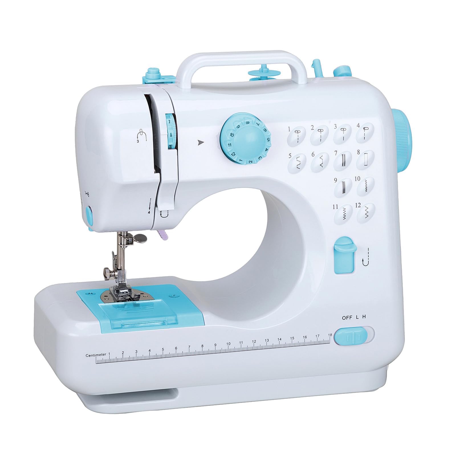 Outbit Mini Sewing Machine for Beginner 12 Stitches Household Double Thread Basic Sewing Machine with Foot Pedal for Adults (blue)