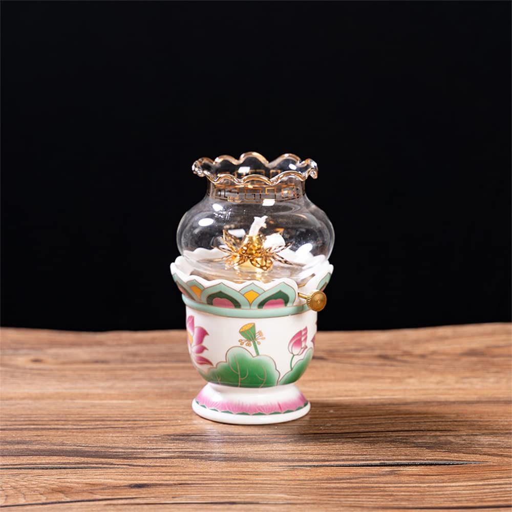 Lampe à pétrole, Longue Lampe à Huile Coupe-Vent, Lampe à pétrole rétro exquise, éclairage Style Ancien, Petite Lampe à Huile Gratuite Avant Bouddha, Lampe à Huile pour Chambre à Coucher, Bureau d'