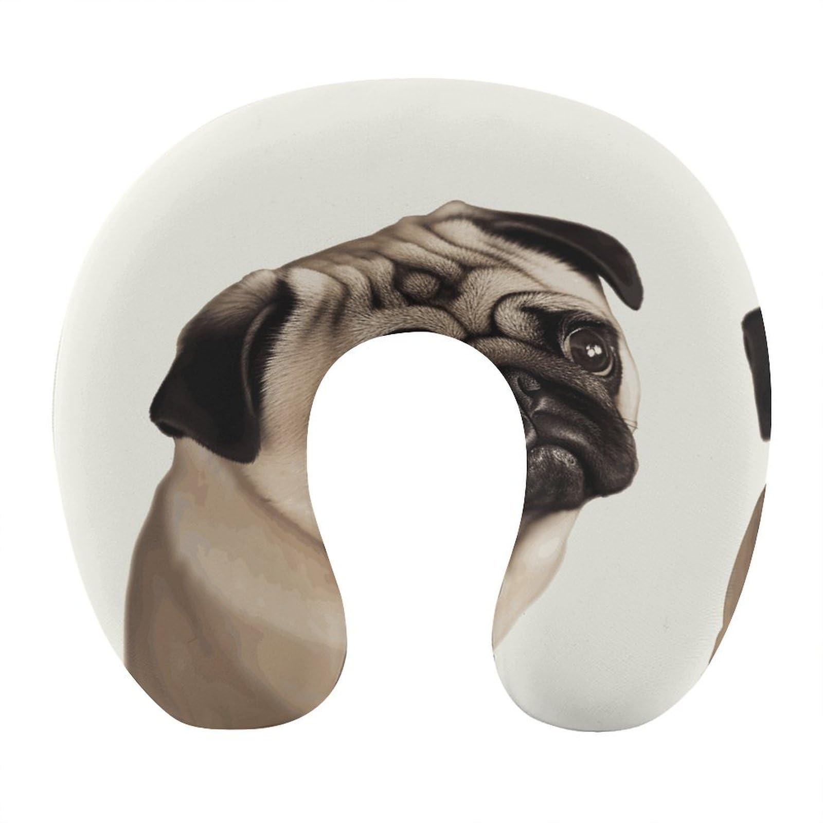 FekiLoot Pug Dog Travel Pillow U Shaped Neck Pillow Comfortable Memory Foam Pillow Portable Soft Headrest Lightweight Neck and Head Support for Planes Trains Self-Driving Cars