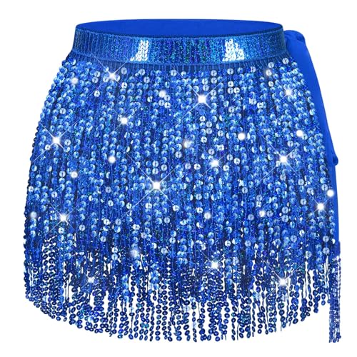 Sarfel Dark Blue Sequin Skirt Women Blue Sparkly Skirt for Women Glitter Skirts for Womens Sexy Cheerleader Costume for Womens
