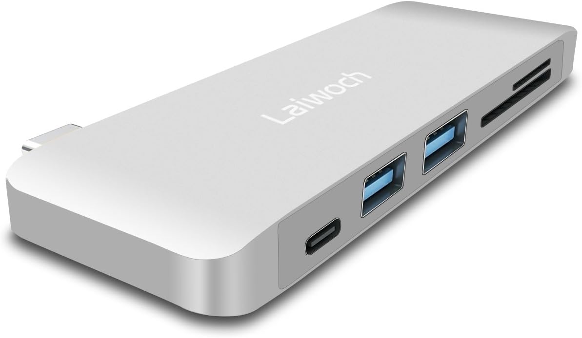 Laiwoch USB-C Hub USB 3.0 3 in 1 Combo Hub Multi-Port Adapter with Type-C Charging Port,2 USB 3.0 Ports, SD/Micro Card Reader for MacBook,PC,XPS,Surface Pro4,and other USB-C Enabled Devices(Silver)