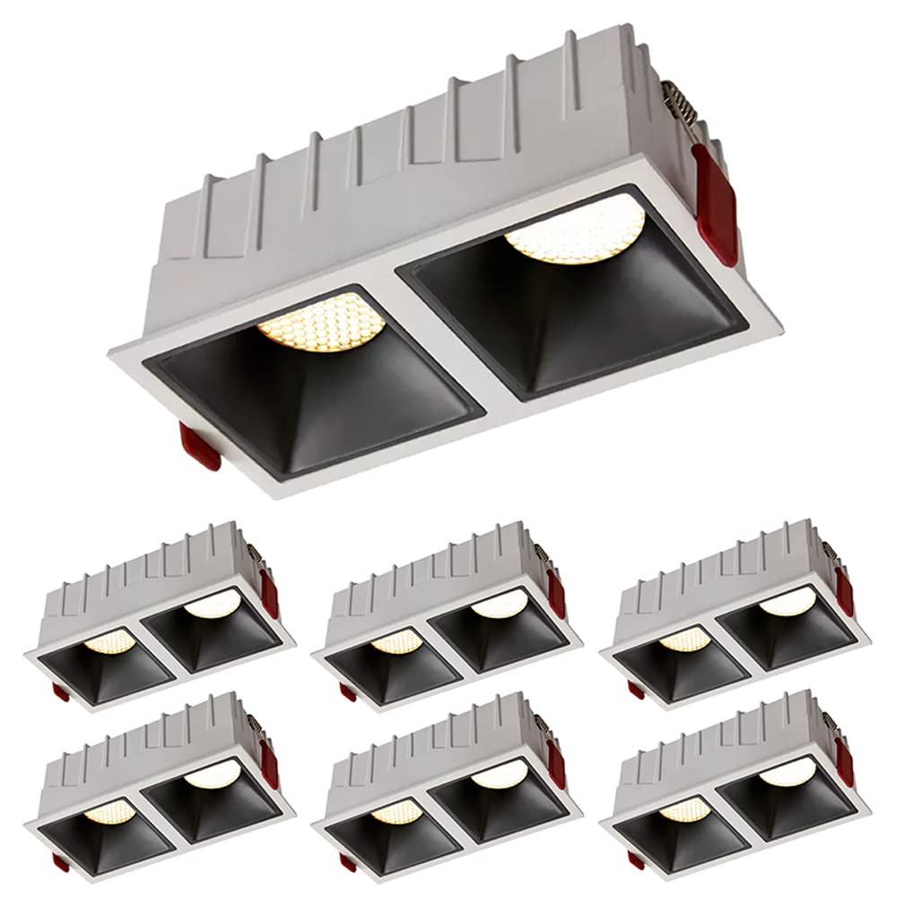 GTHTUHFD Pack Of 7,14W/24W Canless Double Head Led Downlight Retrofit Honeycomb Recessed Ceiling Light Eyeball Ceilling Spotlights,3000K-6000K Selectable-No Strobe,14w-6000k