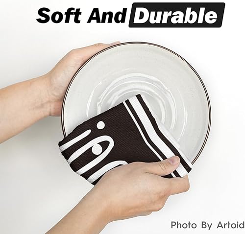 Miniatura 5 de Artoid Mode Juego de 4 toallas de cocina de Halloween con diseño de rayas negras, 18 x 26 pulgadas, diseño de nudo de lazo