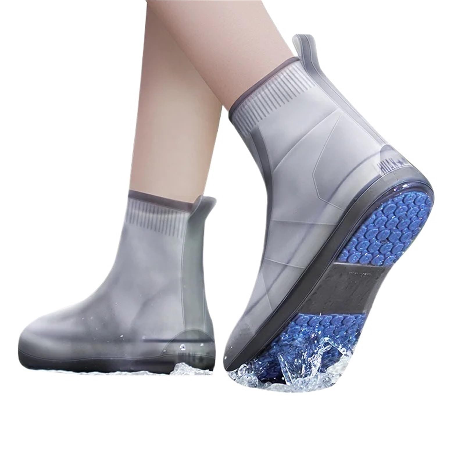 Botas de lluvia reutilizables, cubiertas for zapatos contra la, antideslizantes, silicona, resistentes al agua, for días lluviosos, 3 pares para Protección