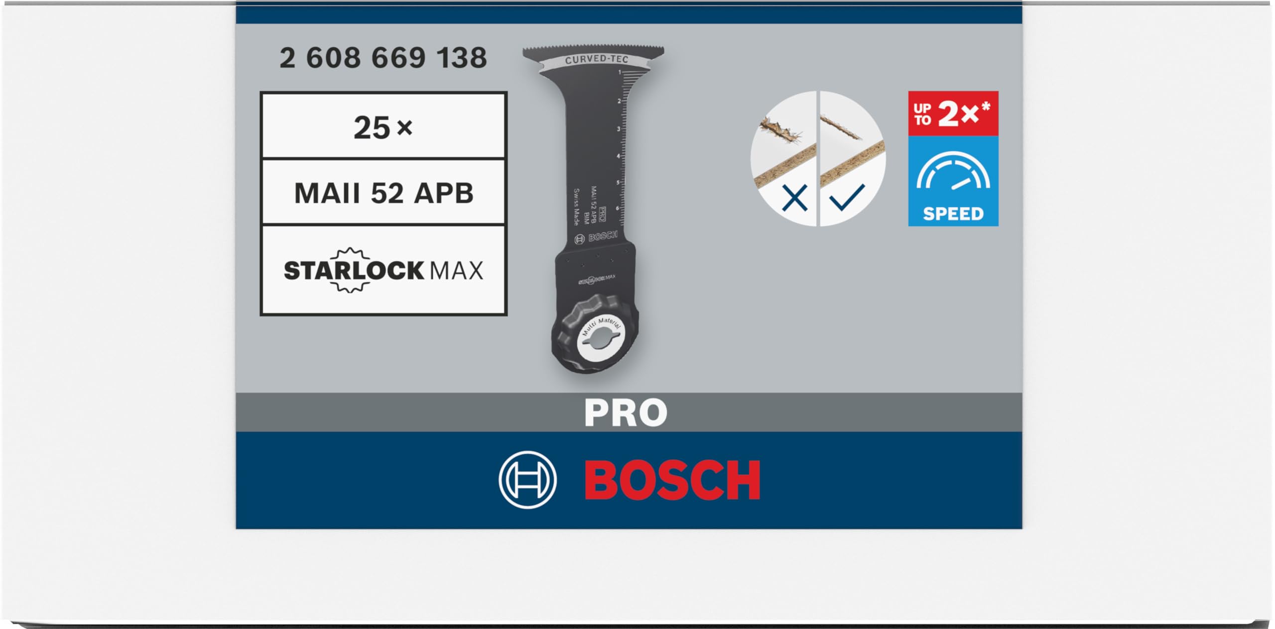 Bosch 1 x PRO Multi Material MAII 52 APB arkusz do narzędzi wielofunkcyjnych (do drewna z gwoździami, metal typu sandwich, szerokość 52 mm, profesjonalne akcesoria, narzędzie wielofunkcyjne)