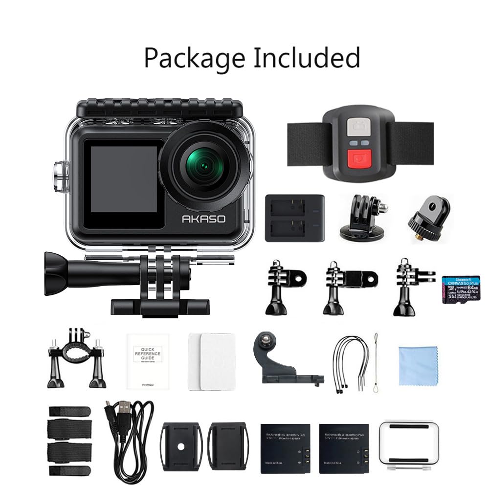 AKASO Brave 7 LE Action Cam 4K 20MP IPX7 Wasserdicht EIS 2.0 Dual Screen 40m WiFi