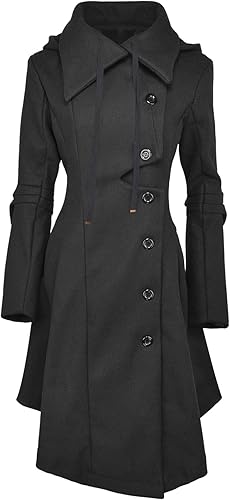 QZUnique Pea Dress Coat - Black X-Large