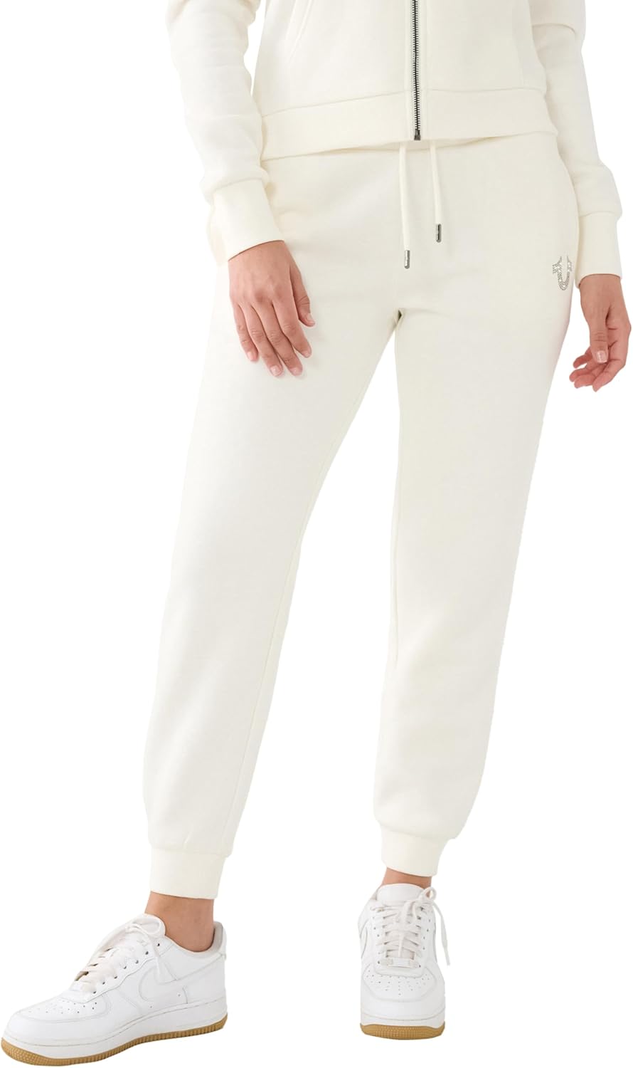 True Religion womens Crystal Horseshoe Mid Rise Fleece JoggerCasual Pants - Image 3