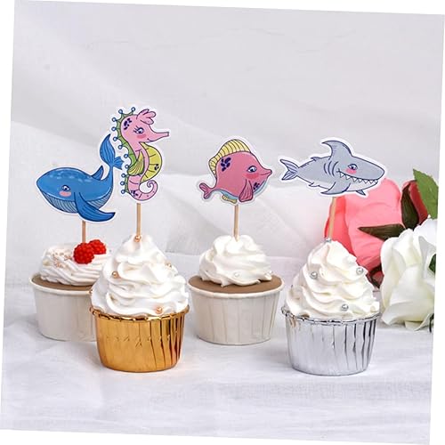 Miniatura 2 de Didiseaon 144 Pcs birthday cake adornment cupcake picks ornaments for kids cake decorating fish Dessert Stick Sea Animal food labels ocean series