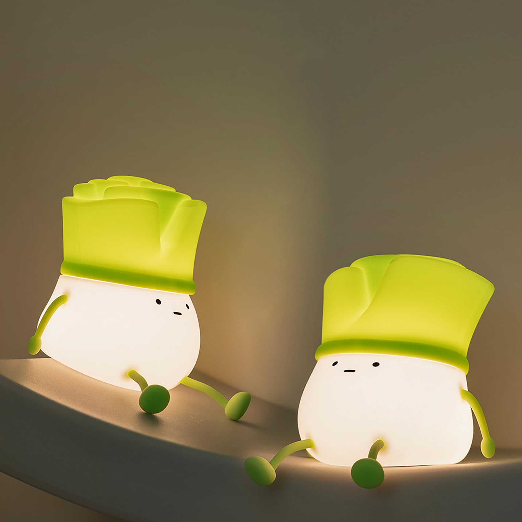 Luz Nocturna Infantil, Cebollino Silicona Luz Bebe Nocturna Tocar Niño pequeño Lámpara con Temporizador Recargable Luz de Noche para Bebé Niños Mujeres (2 Pieza)