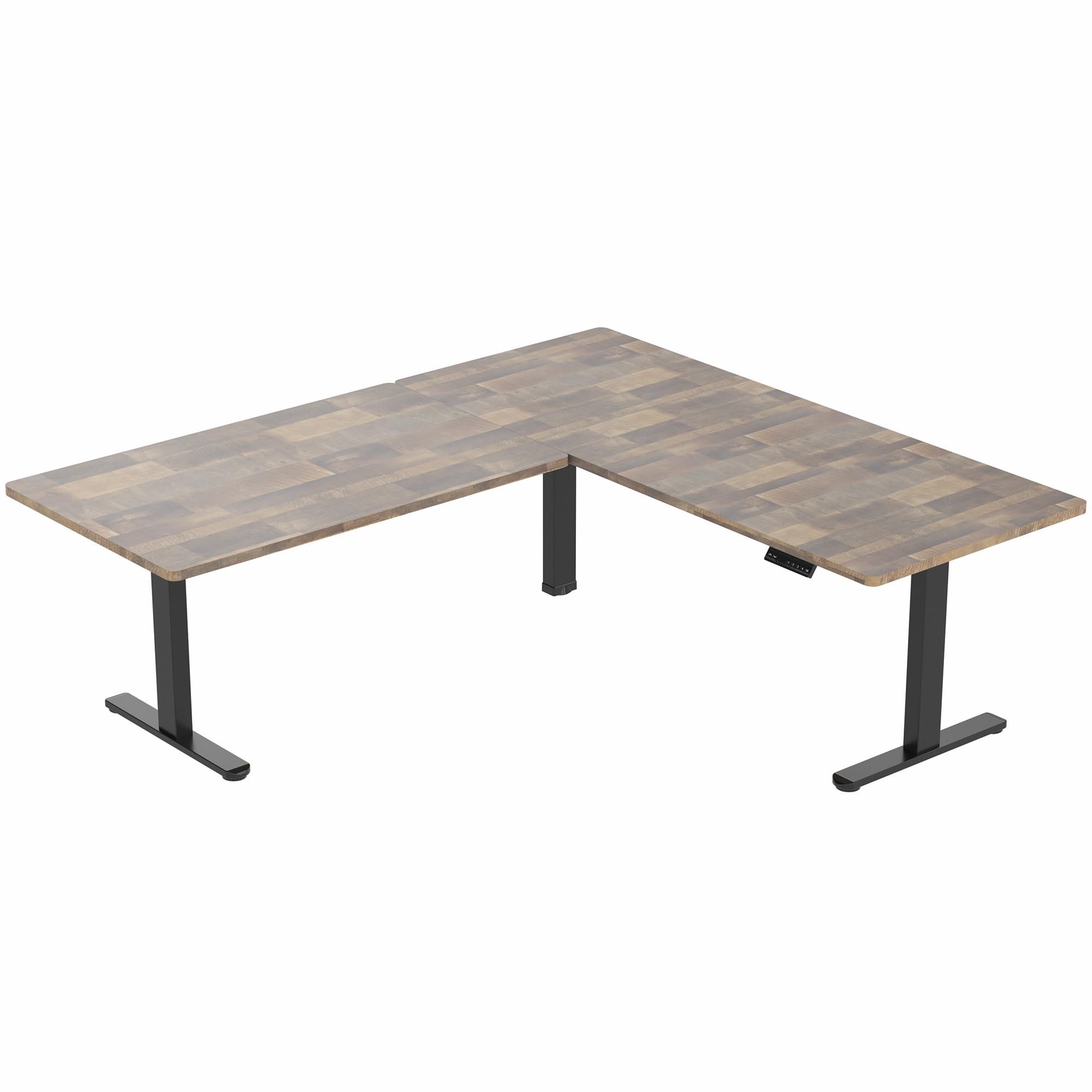 VIVO Electric Height Adjustable 77 x 71 inch Corner Stand Up Desk 2 Reclaimed Wood 30 inch Deep — view 9