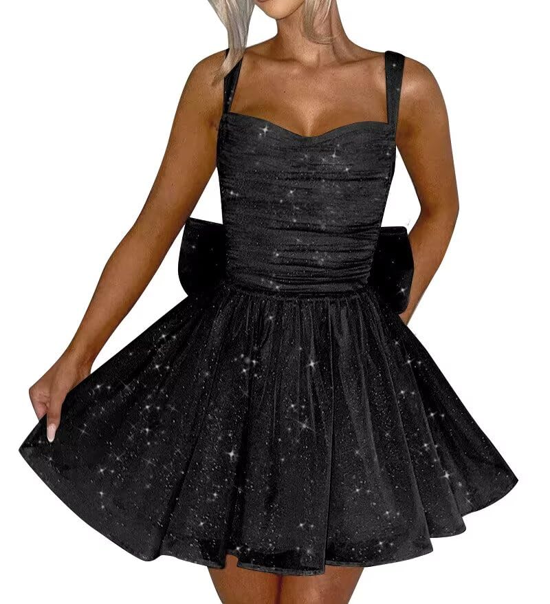 Spaghetti Straps Tulle Homecoming Dresses Sparkly Short Formal Prom Party Dress Mini Length