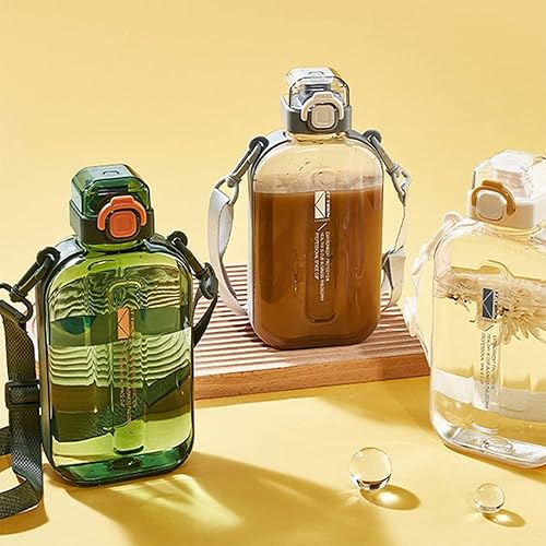 Miniatura 8 de Botella de agua cuadrada de gran capacidad para deportes y fitness (negro)