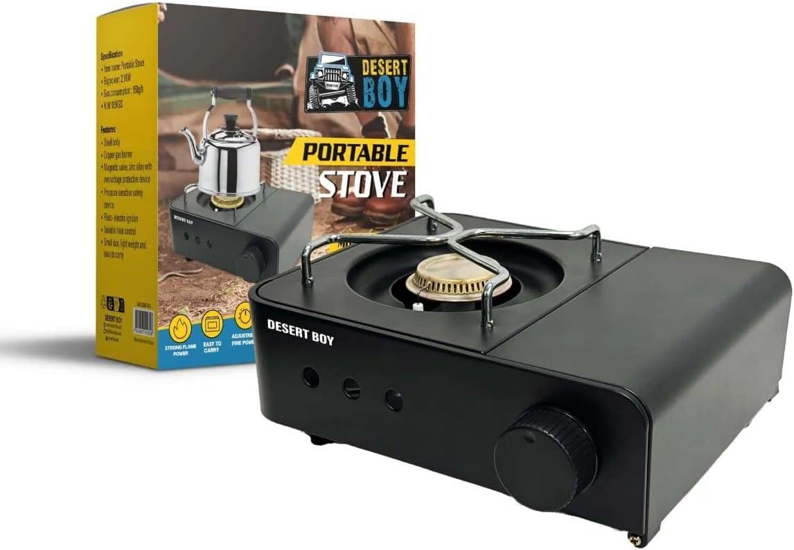 Camping Stove Black, Windproof Camp Stove for Camping, Hiking, RV Trip, Backpacking and Emergency