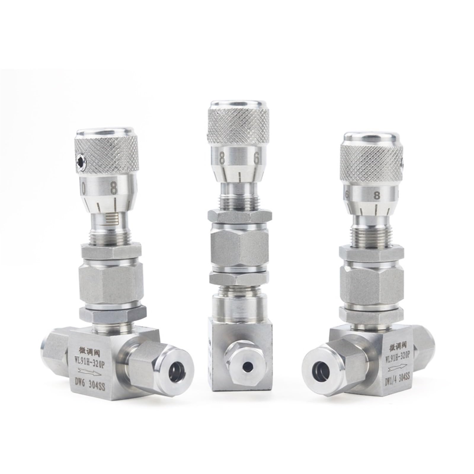 Válvula de aguja de acero inoxidable 304 de 12mm tipo ángulo recto para tubo OD