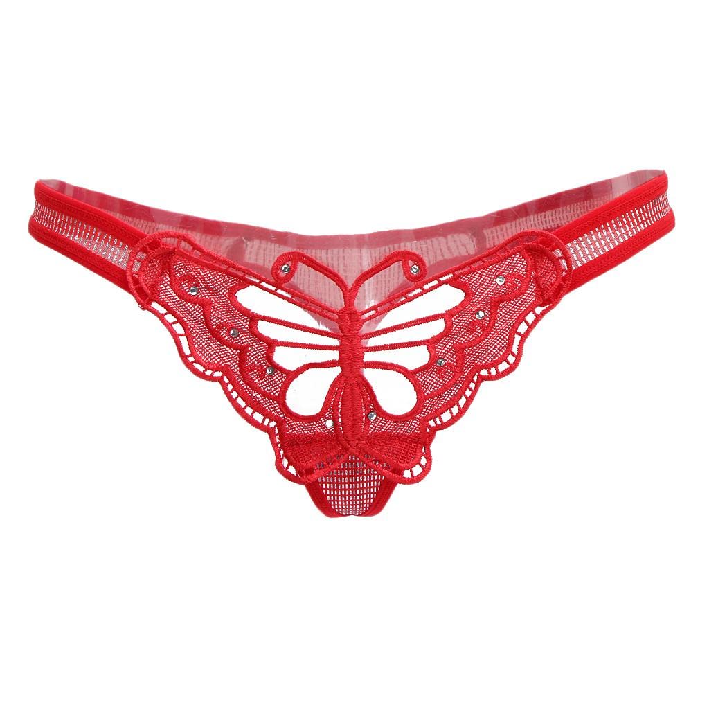 myaddiction Women Lace Mesh Hollow Out Butterfly with Diamond Underwear Briefs Red Clothing, Shoes & Accessories | Womens Clothing | Intimates & Sleep | Panties-picture-49
