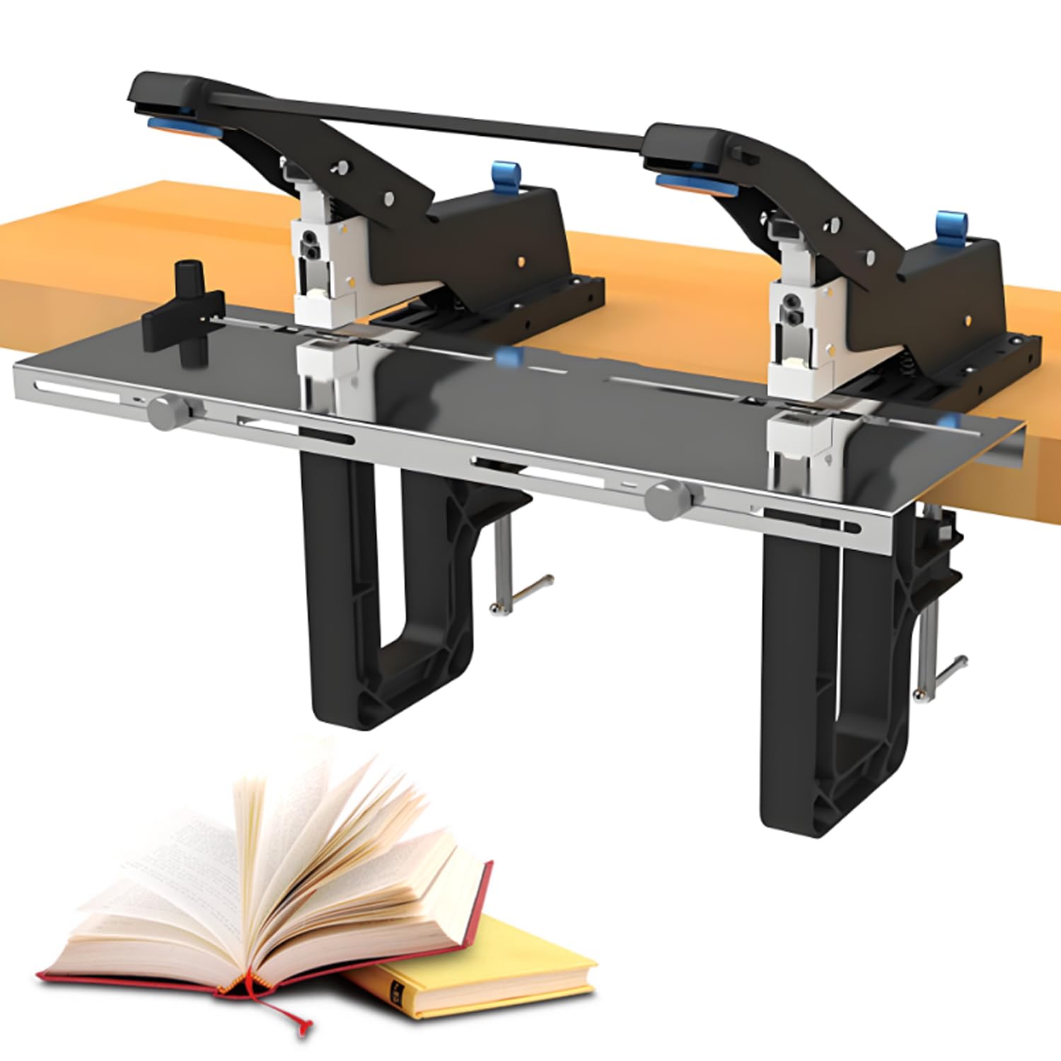 Agrafeuse à selle robuste – A4 Agrafeuse manuelle à double tête, épaisseur de reliure 60 feuilles, modes plat/selle, agrafes universelles pour bureau et école