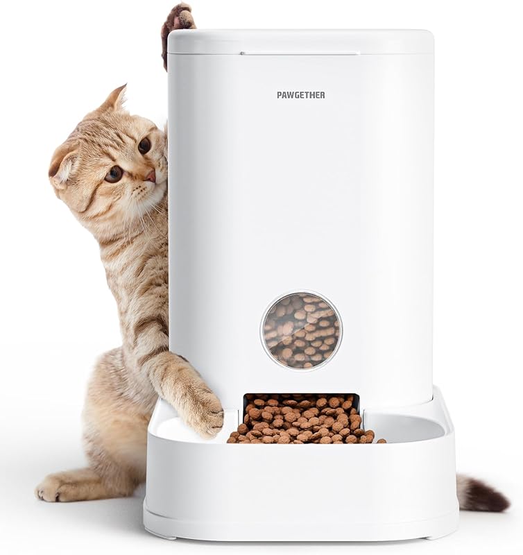 Gravity Cat Feeder, 1 Gallon/3.5L Dog Food Dispenser, No-Electricity Automatic Pet Feeder, Auto Refill Food Bowl for Cats & Small, Medium Dogs Easy to Fill