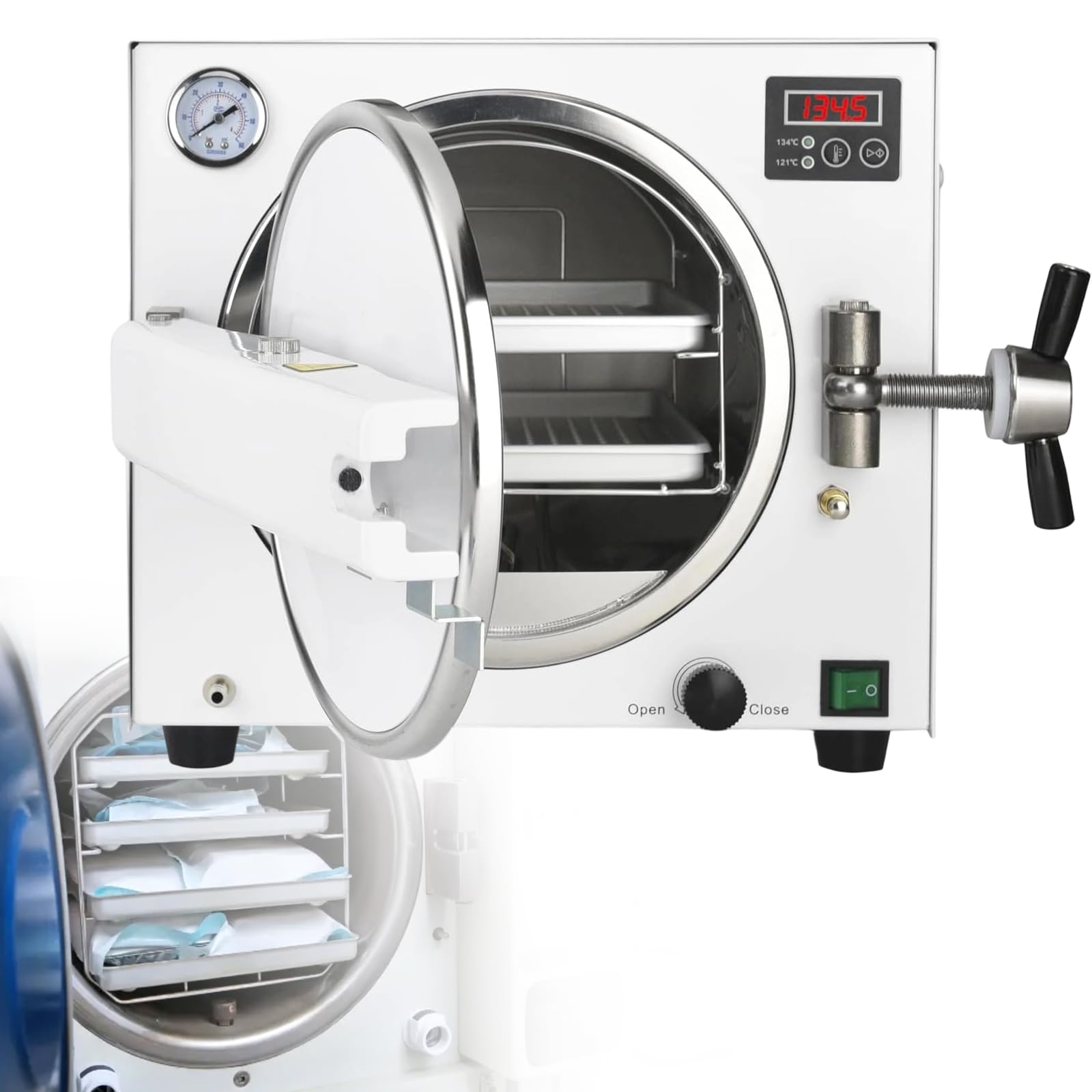 Sterilizzatore Dell'Autoclave del Vapore, Macchina per Scatola di Vapore Ad Alta Pressione, cavità in Acciaio Inossidabile, per Gli Strumenti Dentali 18l-1100w