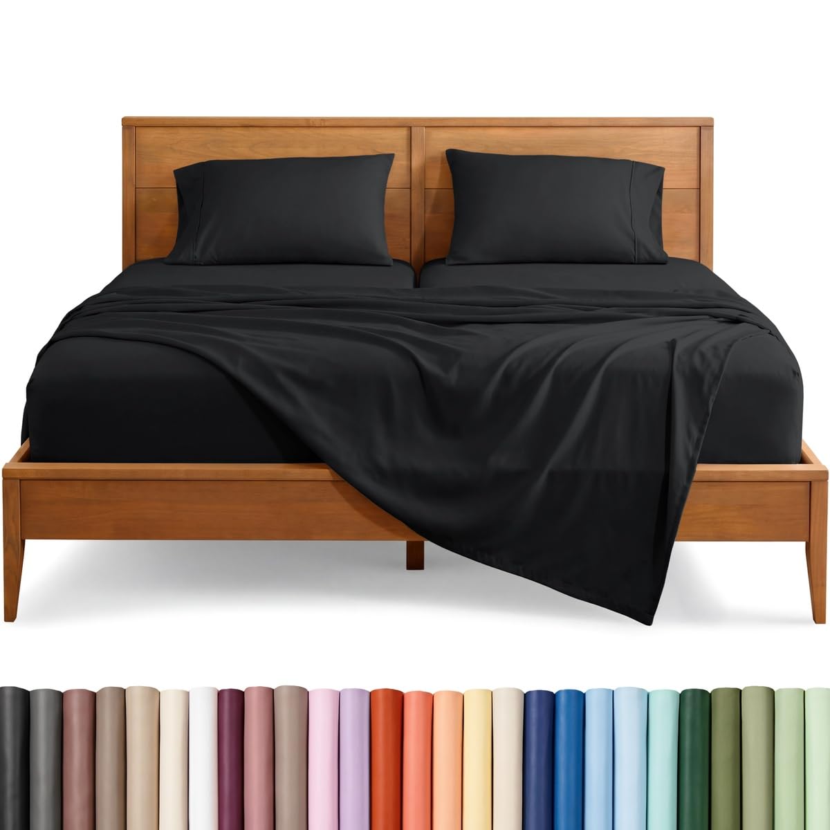 Bare Home Sheet Set - 1800 Ultra-Soft (Split Cal King, Black) — image 1