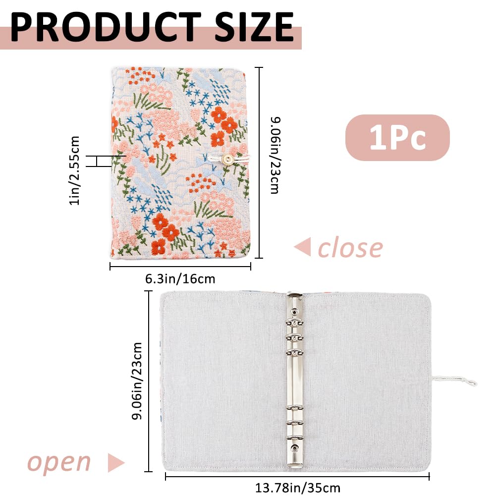 SUPERFINDINGS A5 Binder 6 Ring Refillable Cover Loose Leaf Personal Planner Cover with Button Pink Floral Notebook Binder for A5 Planner Inserts Refill Paper(No Refill Paper) - Image 2