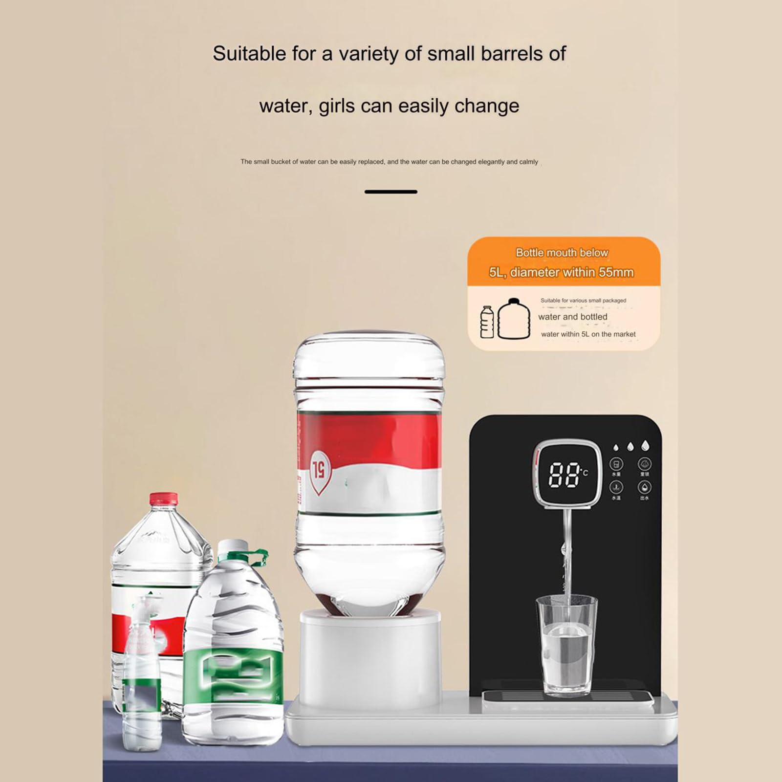 Distributore di acqua calda istantanea, piccolo desktop domestico, distributore di acqua calda veloce da tavolo portatile, adatto per uso domestico, in ufficio e in dormitorio