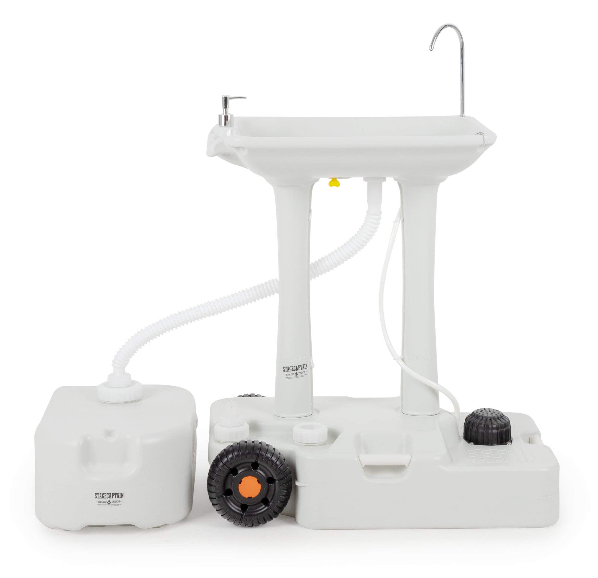 Stagecaptain PSW-30 Pro Quixie Lavabo portable pour camping set deluxe - Station de lavage mobile l'extérieur voyage avec réservoir d'eau à pompe mécanique - Évier chariot réservoir d'eaux usées