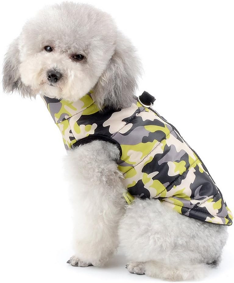 SELMAI Camo Waterproof Small Dog Cat Winter Coat Quilted Vest Jacket Harness with D-ring Pet Puppy Puffer Coat Chihuahua Cold Weather Clothes Apparel Yellow L - Image 5