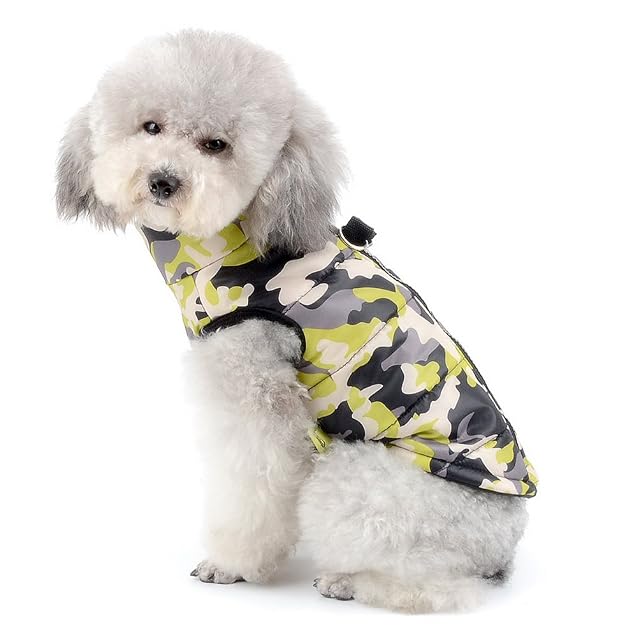 Foto 4 de 8 de SELMAI Camuflaje Chaquetas Perros Pequeño Medianos Ropa para Gatos Invierno Chihuahua Abrigos con Anillo en D…