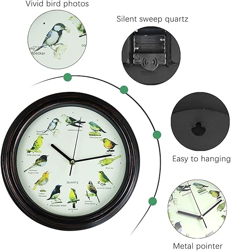 Miniatura 5 de Reloj de pared retro británico canción de pájaros reloj de pared  118 x 118 x 17in para sala de estar dormitorio cocina al aire libre jardín
