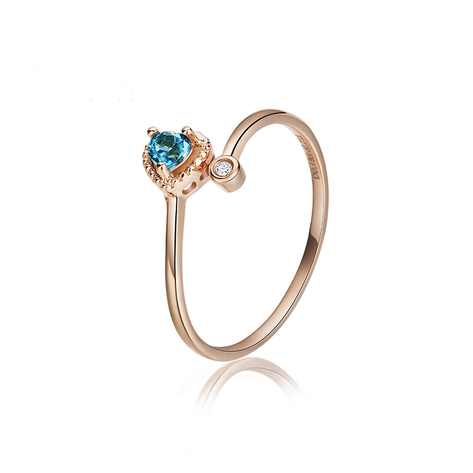 AMDXD Anello Oro 18K Donna, Anello Donna San Valentino Cuore Topazio con Diamante, Oro Giallo, Dimensione 4 alla Dimensione 11 (Perimetro: 47mm~ 65mm)