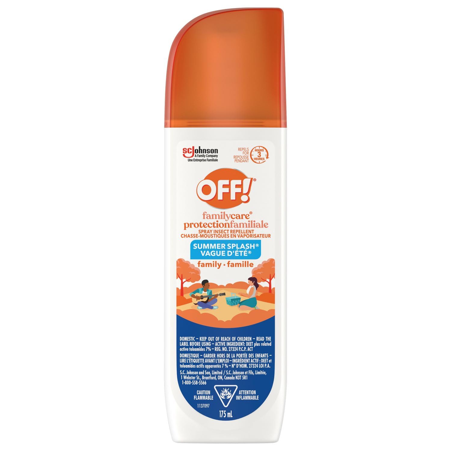 OFF! FamilyCare Insect and Mosquito Repellent, Bug Spray with 7% Deet, Ideal Camping, Hiking, and Hunting Essentials, Bug Repellent Safe for Clothing, Summer Scent, 175mL (Packagin image 6