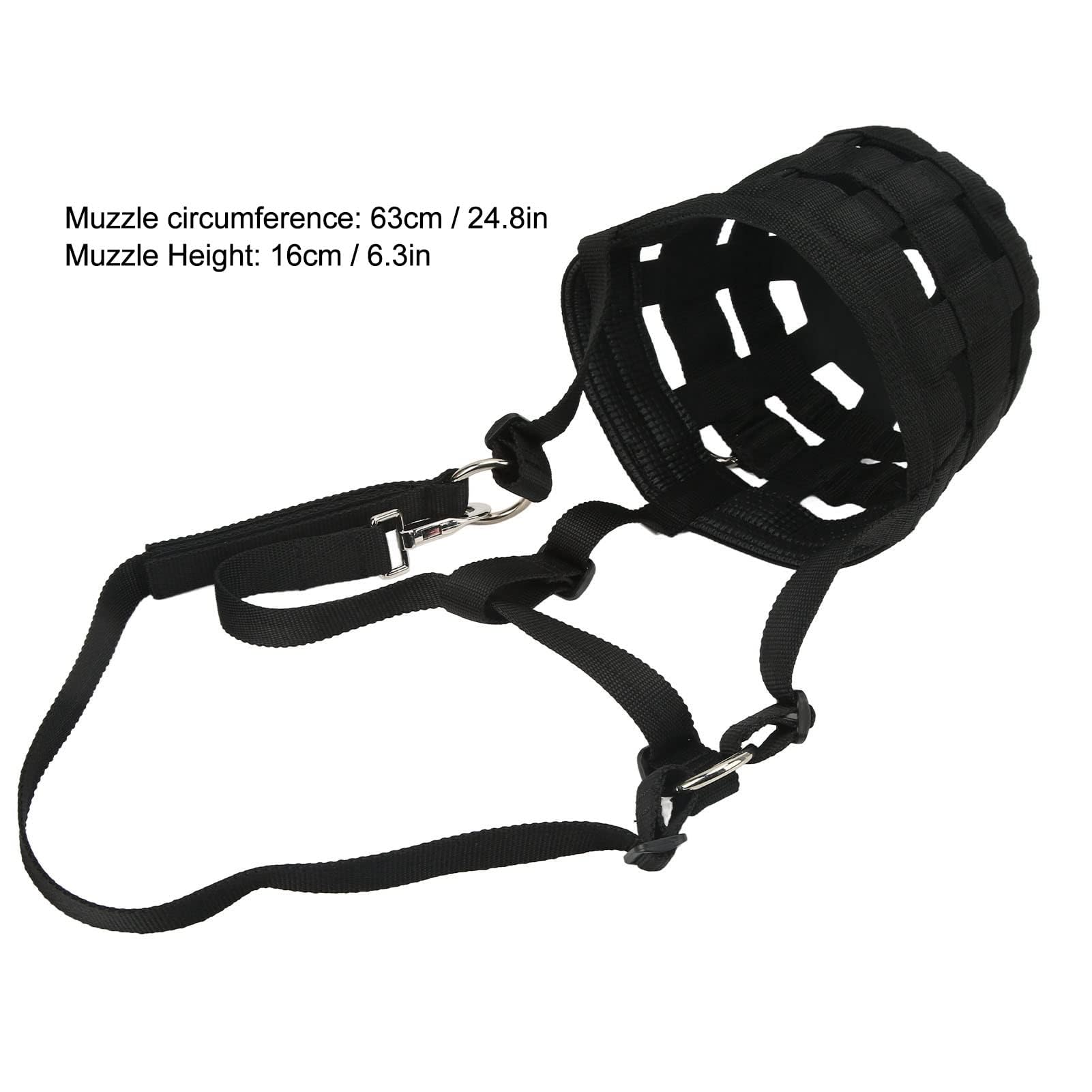 HERCHR Muselières pour Chevaux, 63 cm, protège-Bouche, muserolle, Supports de Bouche avec Grands Trous, Sangle réglable Anti-Morsure pour mangeoires équestres