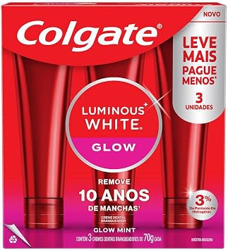 Creme Dental Clareador Colgate Luminous White Glow - 3un 70g