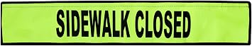 Sidewalk Closed Sign, High Visibility Sidewalk Closed Construction Signs, 8x40 in, Yellow, For Flex-Safe Barriers